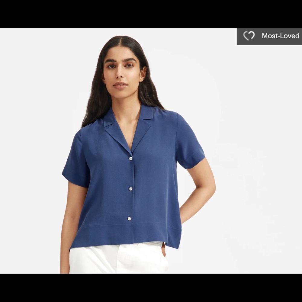 Everlane Clean Silk Short Sleeve Notch Shi…